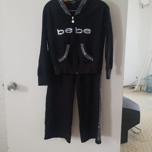 Bebe jogging suit size med large black with bling